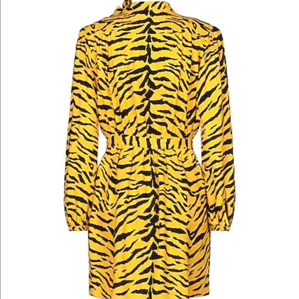 SAINT LAURENT L NWT Fr42 Short dress animal print new yellow black long sleeves - Picture 3 of 11